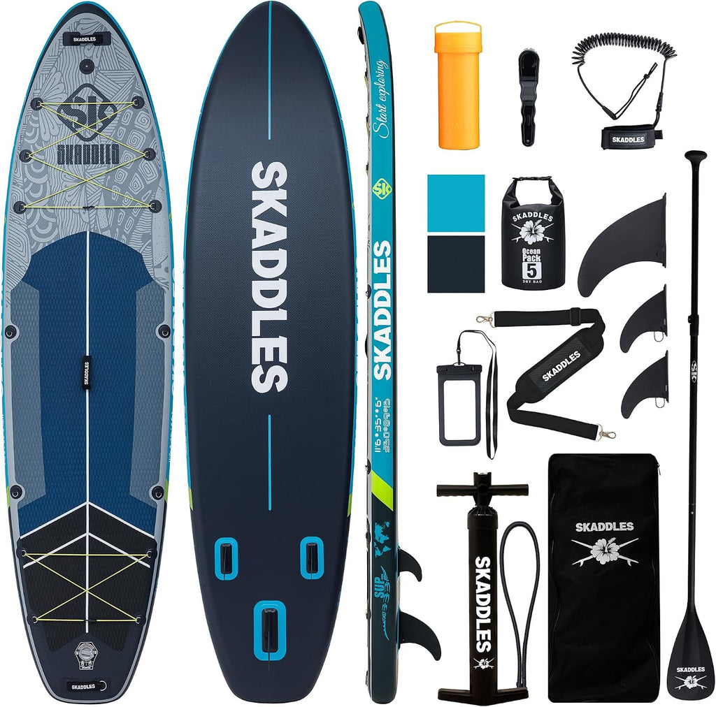 11'6 × 35' Inflatable SUP–Super Wide, Stand Up Paddle Board for Adults, Youth, Family & Pets, High Weight Capacity, Non-Slip EVA Deck, Premium Accessories