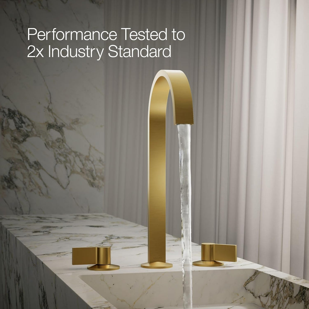 Kohler 77966-2MB Components® Bathroom sink faucet spout with Ribbon design, 1.2 gpm, Vibrant Brushed Moderne Brass
