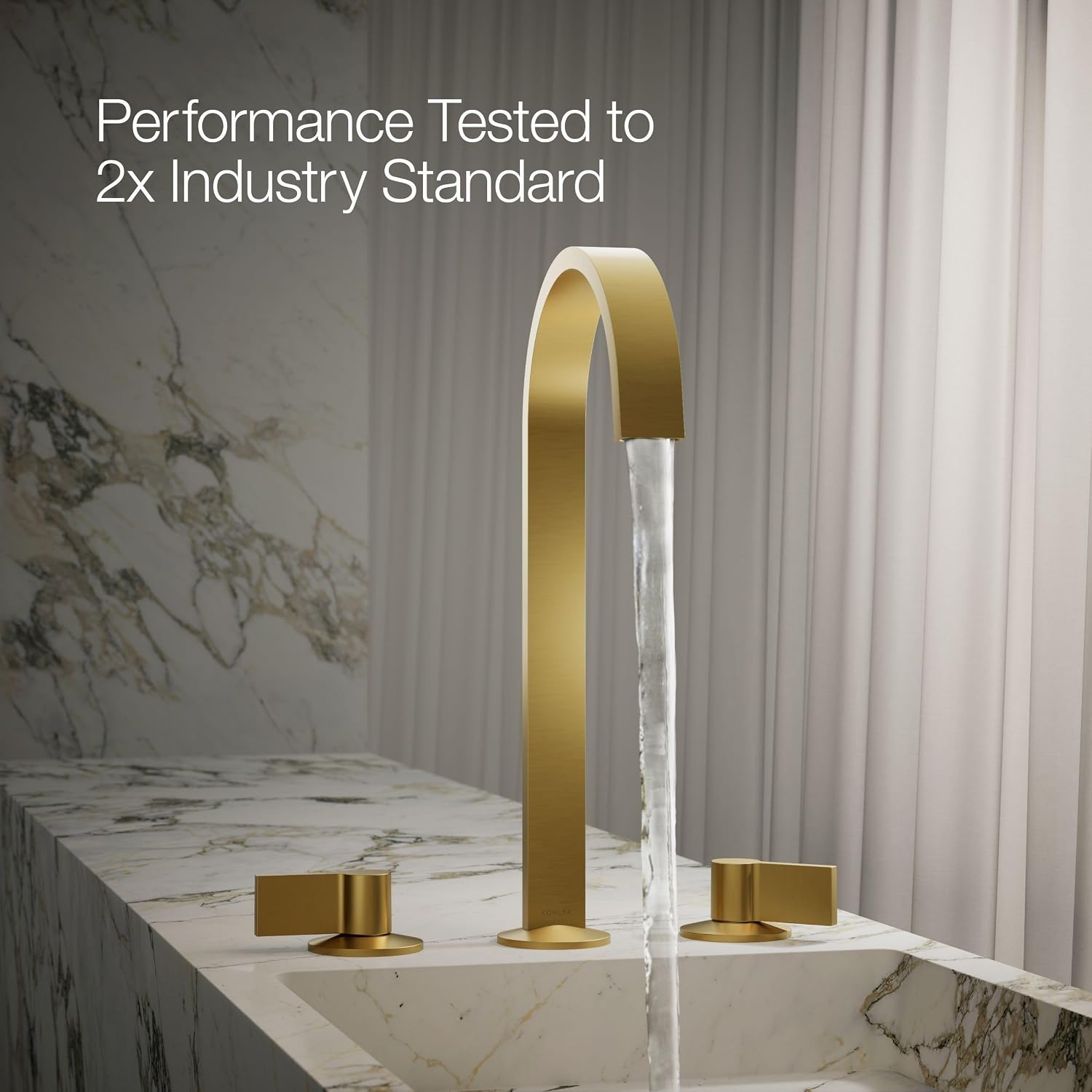 Kohler 77966-2MB Components® Bathroom sink faucet spout with Ribbon design, 1.2 gpm, Vibrant Brushed Moderne Brass