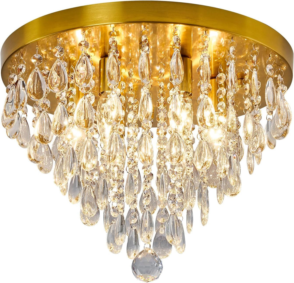 YYJLX Modern Crustal Ceiling Light Fixture Large Flush Mount Ceiling Light 6 Light Ceiling Chandelier for Bedroom Foyer Living Room Dining Room Kitchen.