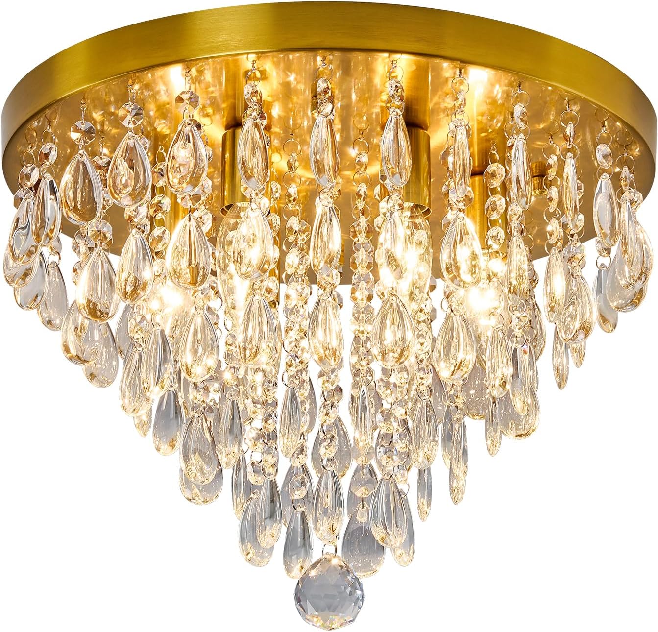 YYJLX Modern Crustal Ceiling Light Fixture Large Flush Mount Ceiling Light 6 Light Ceiling Chandelier for Bedroom Foyer Living Room Dining Room Kitchen.