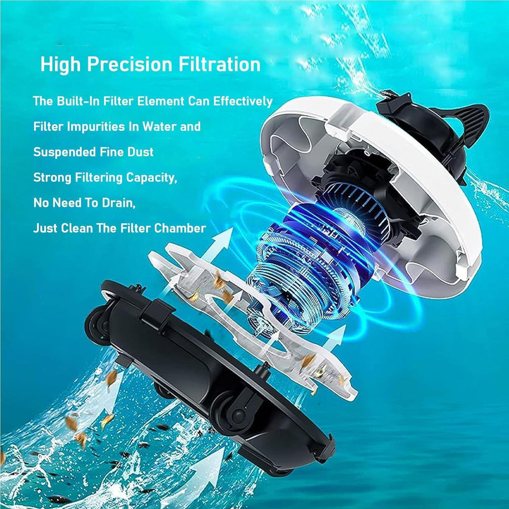 Cordless Robotic Pool Cleaner, Pool Robot Cleaner, Smart Fish Pool Vacuum with Inlet, Underwater Intelligent Machine Cleaning Equipment for Pool Bottom and Walls