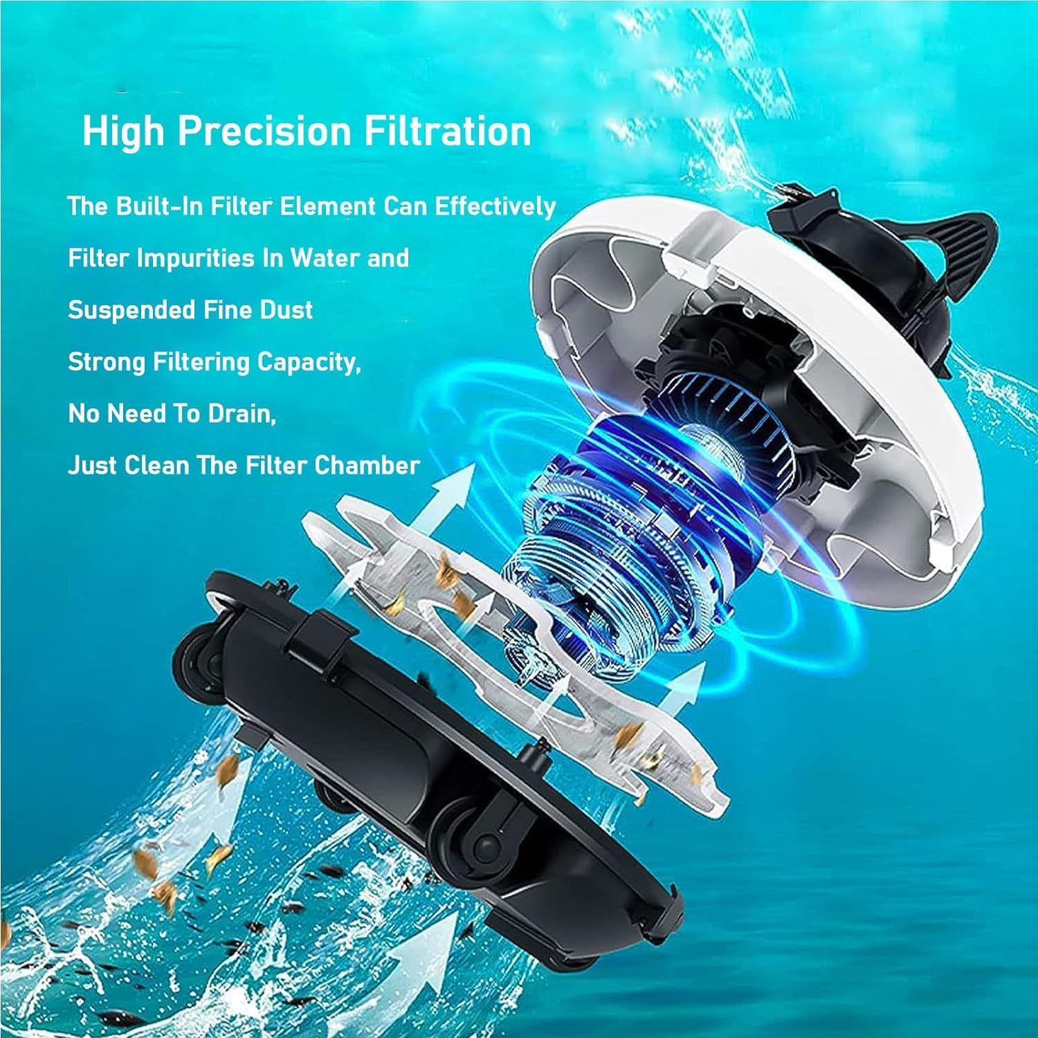 Cordless Robotic Pool Cleaner, Pool Robot Cleaner, Smart Fish Pool Vacuum with Inlet, Underwater Intelligent Machine Cleaning Equipment for Pool Bottom and Walls