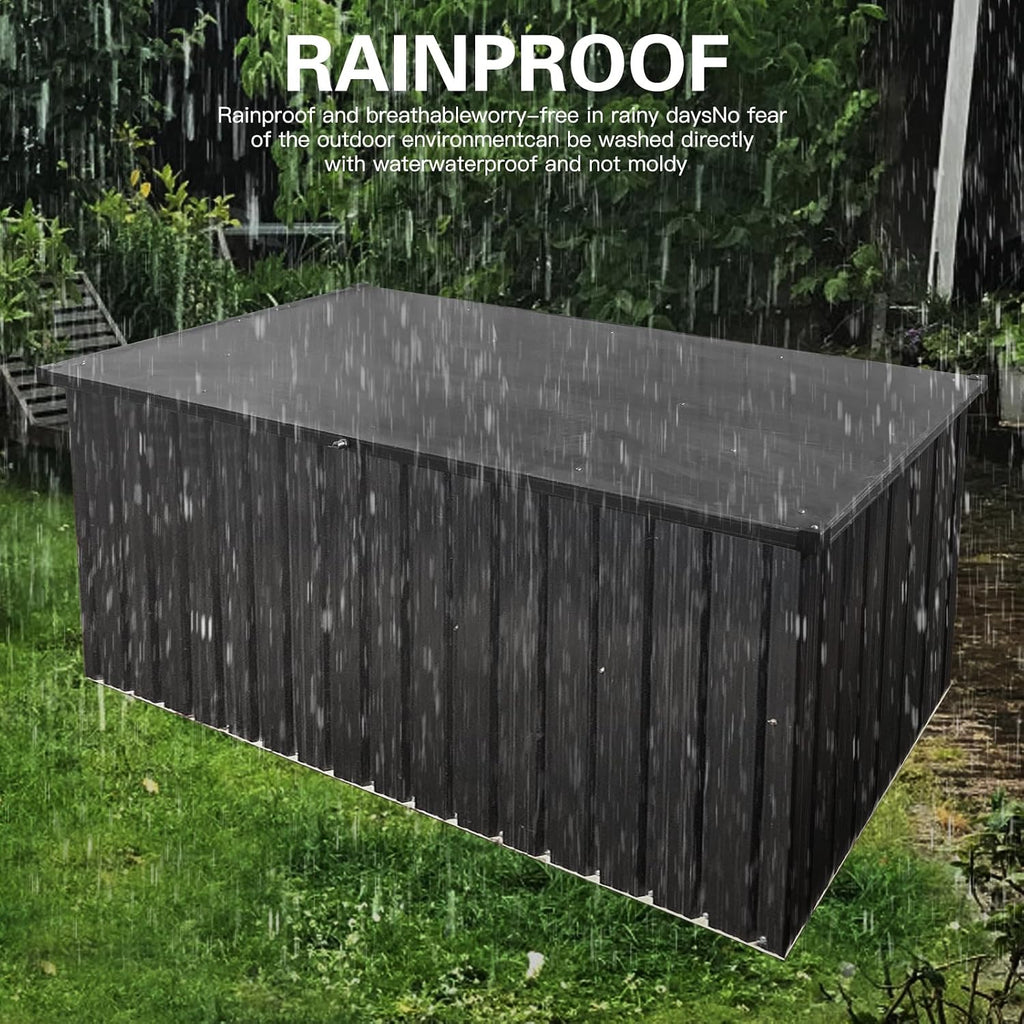 215 Gallon Outdoor Storage Box, Metal Deck Box with Waterproof UV-Resistant and Hydraulic Rod Design for Poolside, Patio, Backyard (Medium)