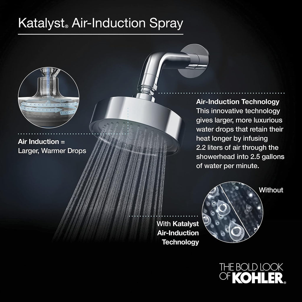 KOHLER 22169-G-AF Forte Multifunction Showerhead, Wall-Mount, 3 Spray Settings, 1.75 GPM, Vibrant French Gold