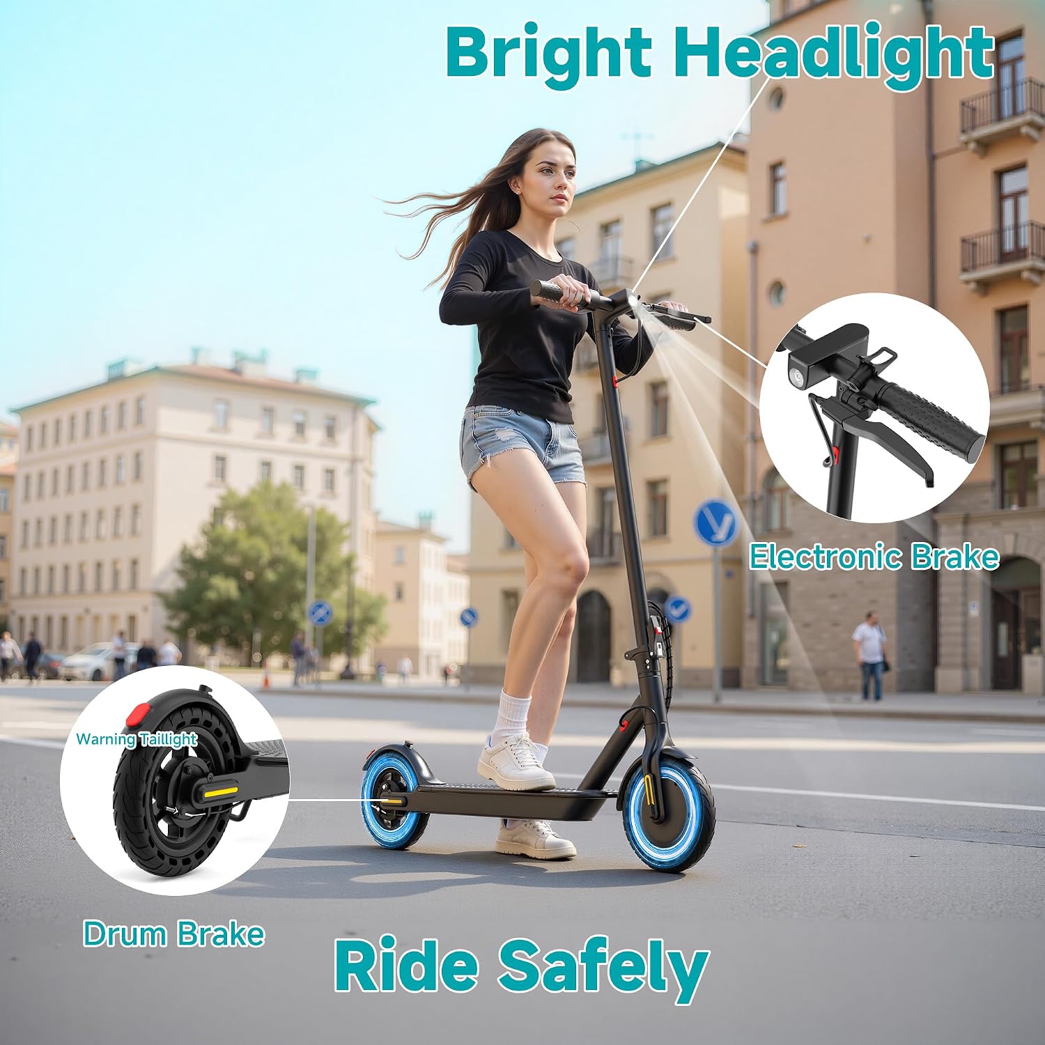 Qlaway 8.5' E Scooter for Adults 19/22 MPH 350/500W Motor 187.2/288.6/441WH Battery, Motorized Scooter Up to 22 Miles Range, Foldable Bearing 265 LBS/APP Control