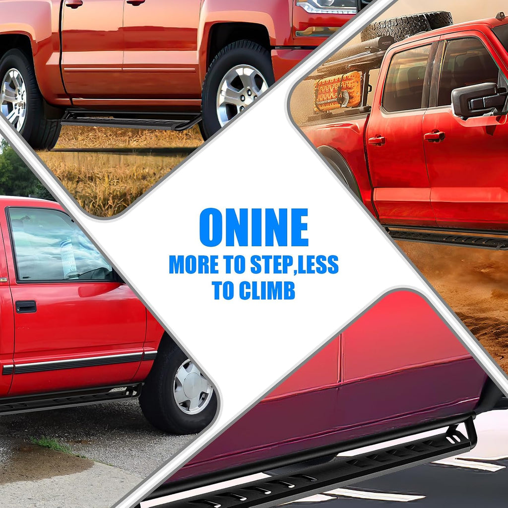 ONINE Tubular Drop Running Board Custom Fit 2019-2026 Chevy Silverado/GMC Sierra 1500 & 2020-2026 Chevy Silverado/GMC Sierra 2500HD/3500HD Crew Cab Drop Side Step Nerf Bar, Textured Black