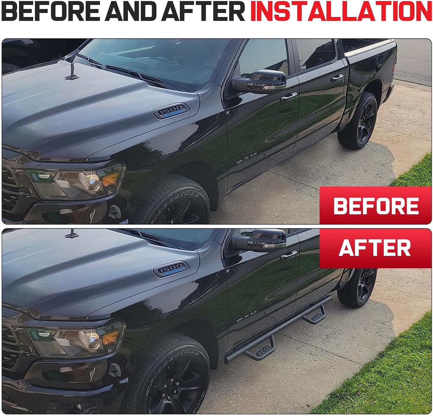 Running Boards Compatible with 2005-2023 Tacoma Double Cab with 4 Full-Size Doors, 4.5 Inches Drop Down Side Steps Running Boards for Tacoma.