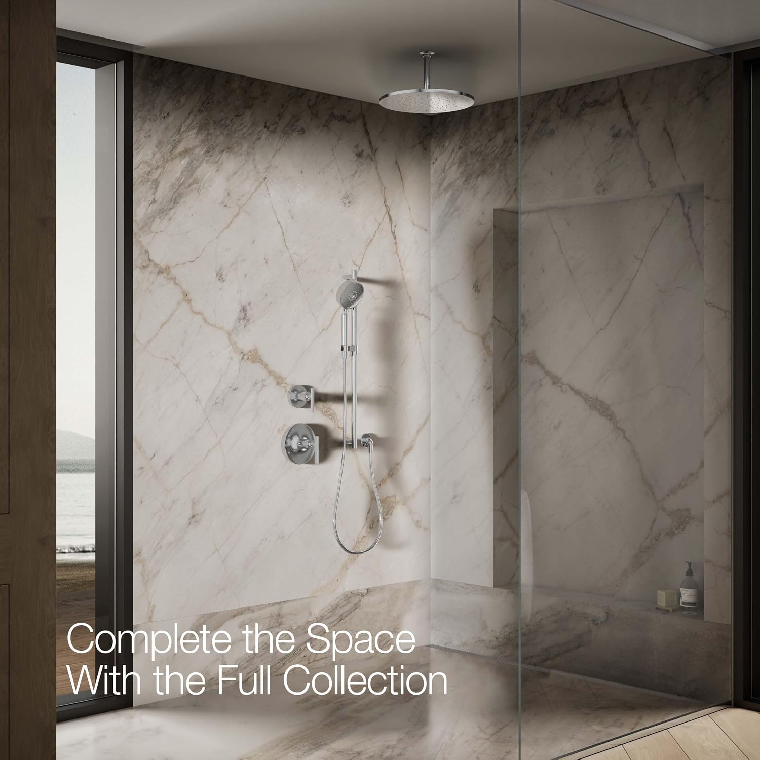 Kohler 13691-CP Contemporary Round 14' single-function rainhead, 2.5 gpm, Polished Chrome