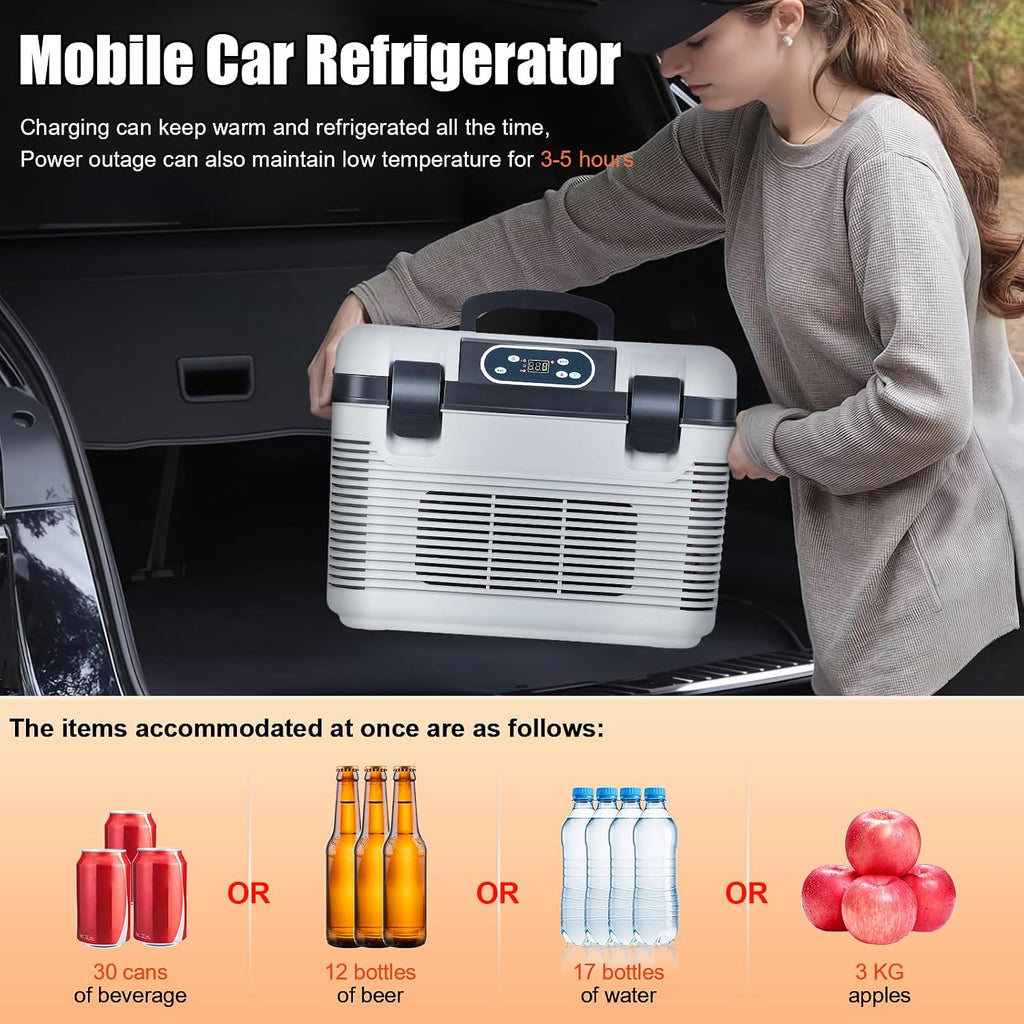 Car Fridge Portable 12V Refrigerator 20 Quart (19 Liter) 12 Volt Freezer Compressor Cooler 12V/24V DC 110～220 V AC for Truck Van RV Camper SUV and Home Use -9℃~+65℃