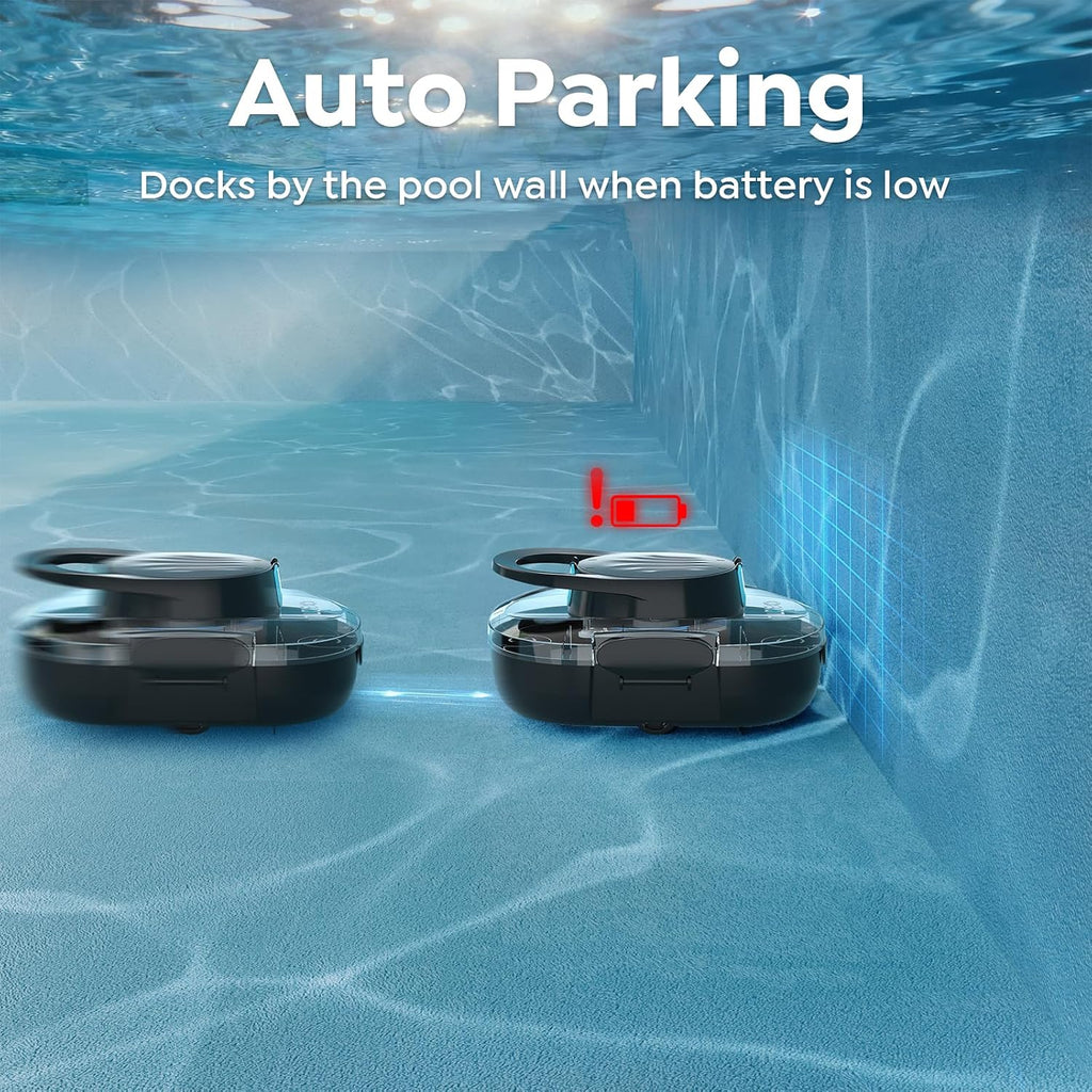 2026 TALOSBO S1 Pro Cordless Pool Cleaner – Dual Motor Suction, 120-Min Runtime, Fast Charging, Large-Capacity Filter Basket & Smart Self-Parking for Above-Ground Pools Obsidian