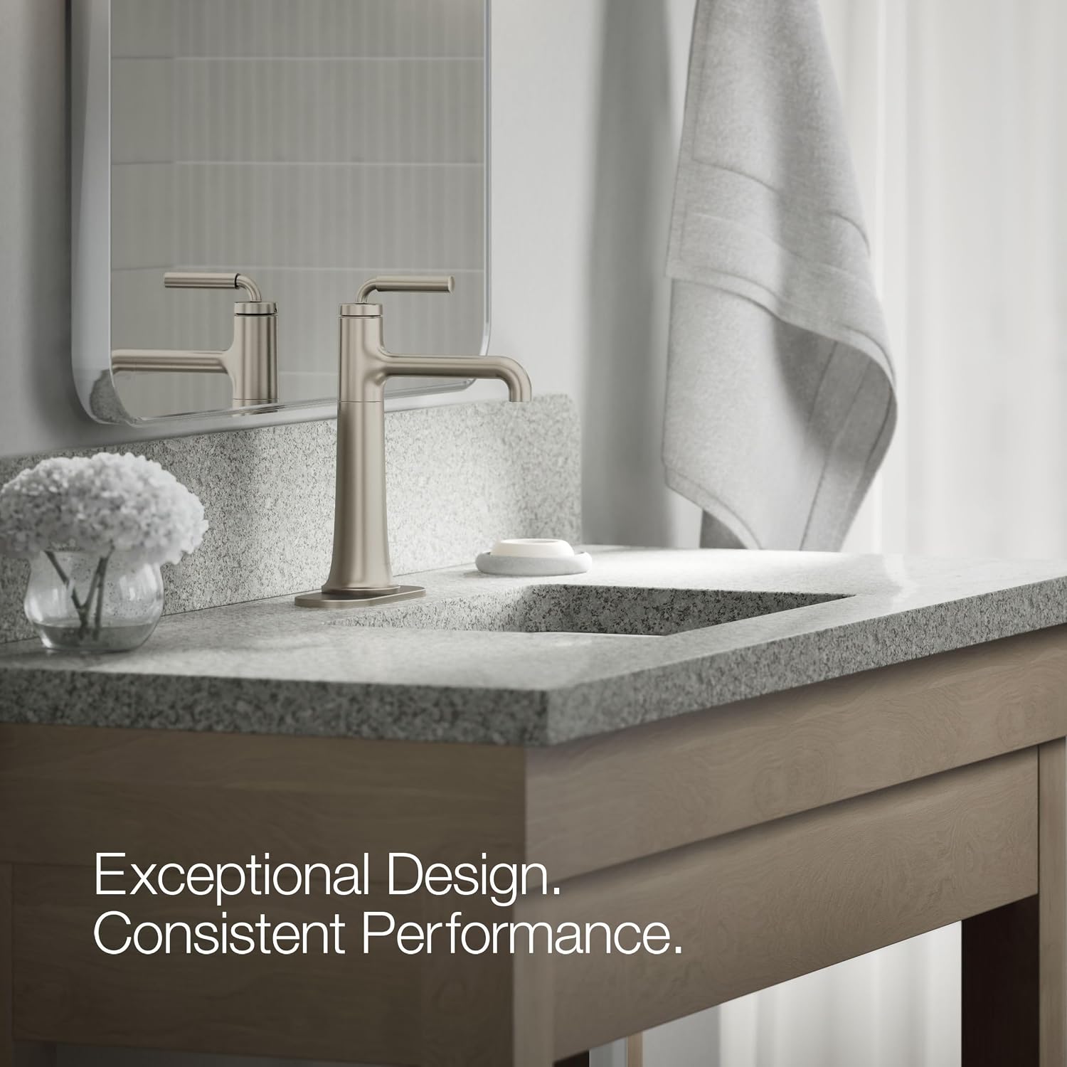 Kohler 26437-4-BN Tone™ Tall Single-Handle Bathroom Sink Faucet, 1.2 gpm, Vibrant Brushed Nickel