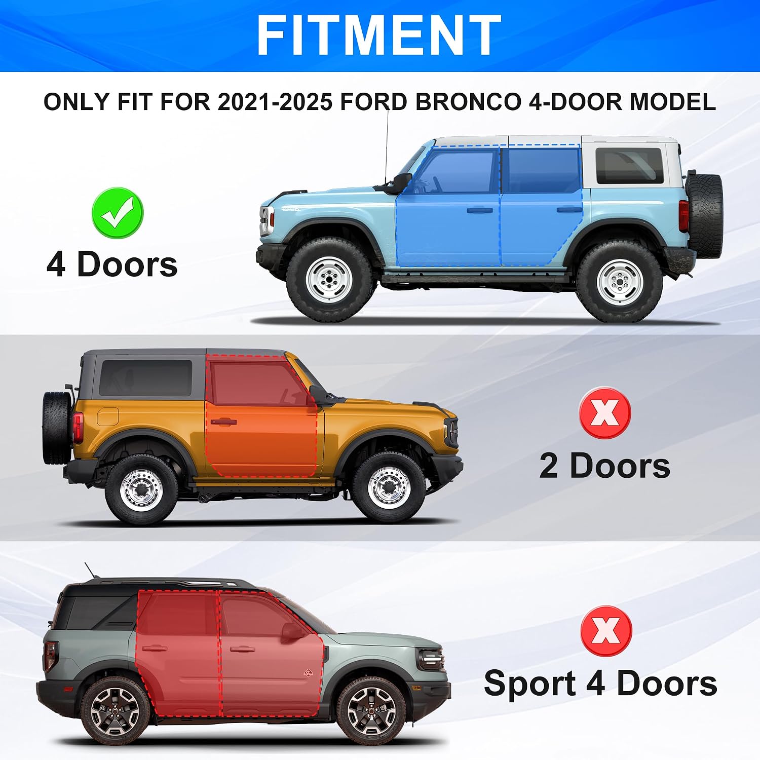 Orange Running Boards fit for Ford Bronco 4-Door 2021-2026 | (Excluding Bronco Sport), 7 inch non-slip rock rail side steps bars DIY painting orange panel stainless steel