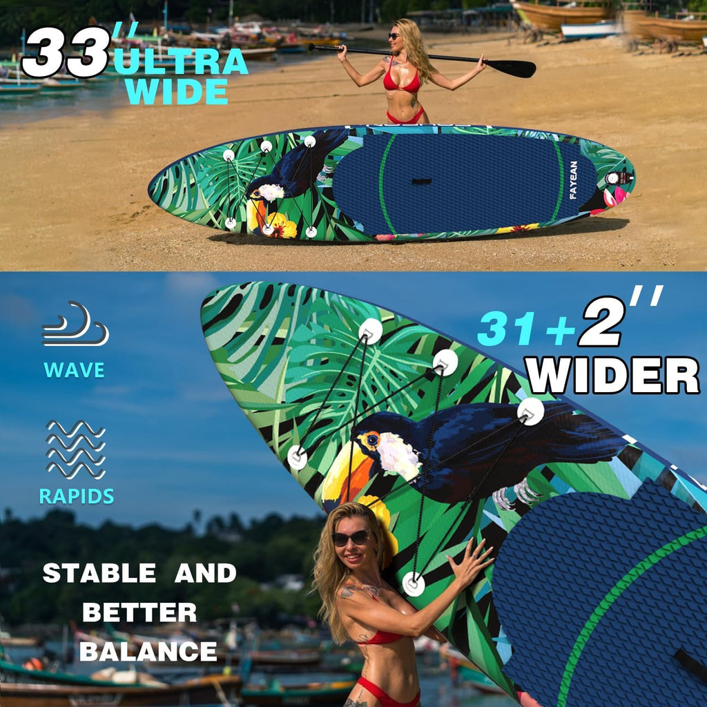 Inflatable Paddle Board,Stand Up Paddle Board,Anti-Slip EVA Deck,Complete SUP Accessories for All Skill Levels,Widened Paddleboard Equipped with Removable Fin, Hand Pump