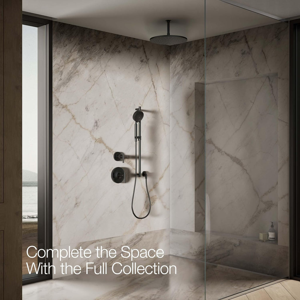 Kohler 13691-BL Contemporary Round 14' single-function rainhead, 2.5 gpm, Matte Black