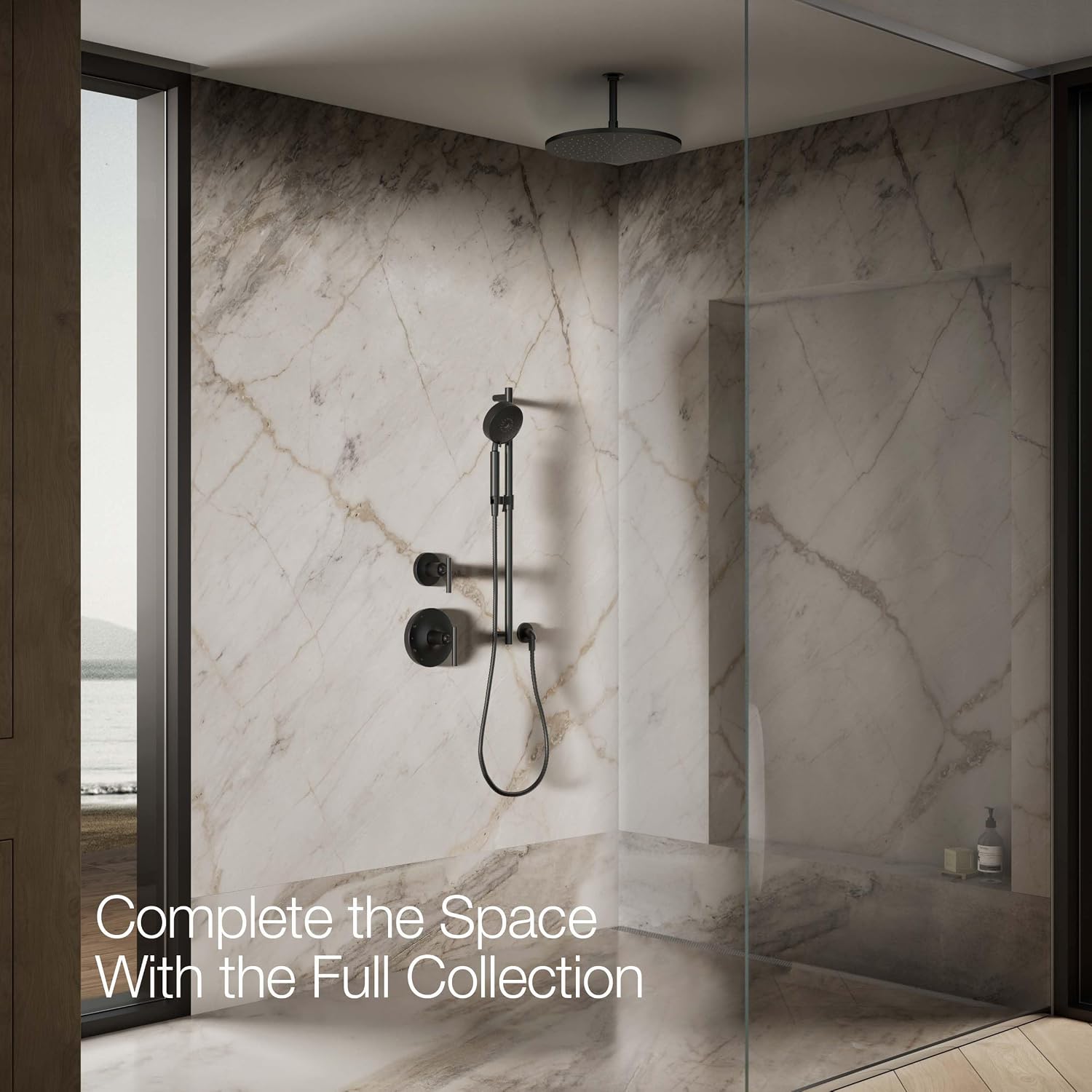 Kohler 13691-BL Contemporary Round 14' single-function rainhead, 2.5 gpm, Matte Black