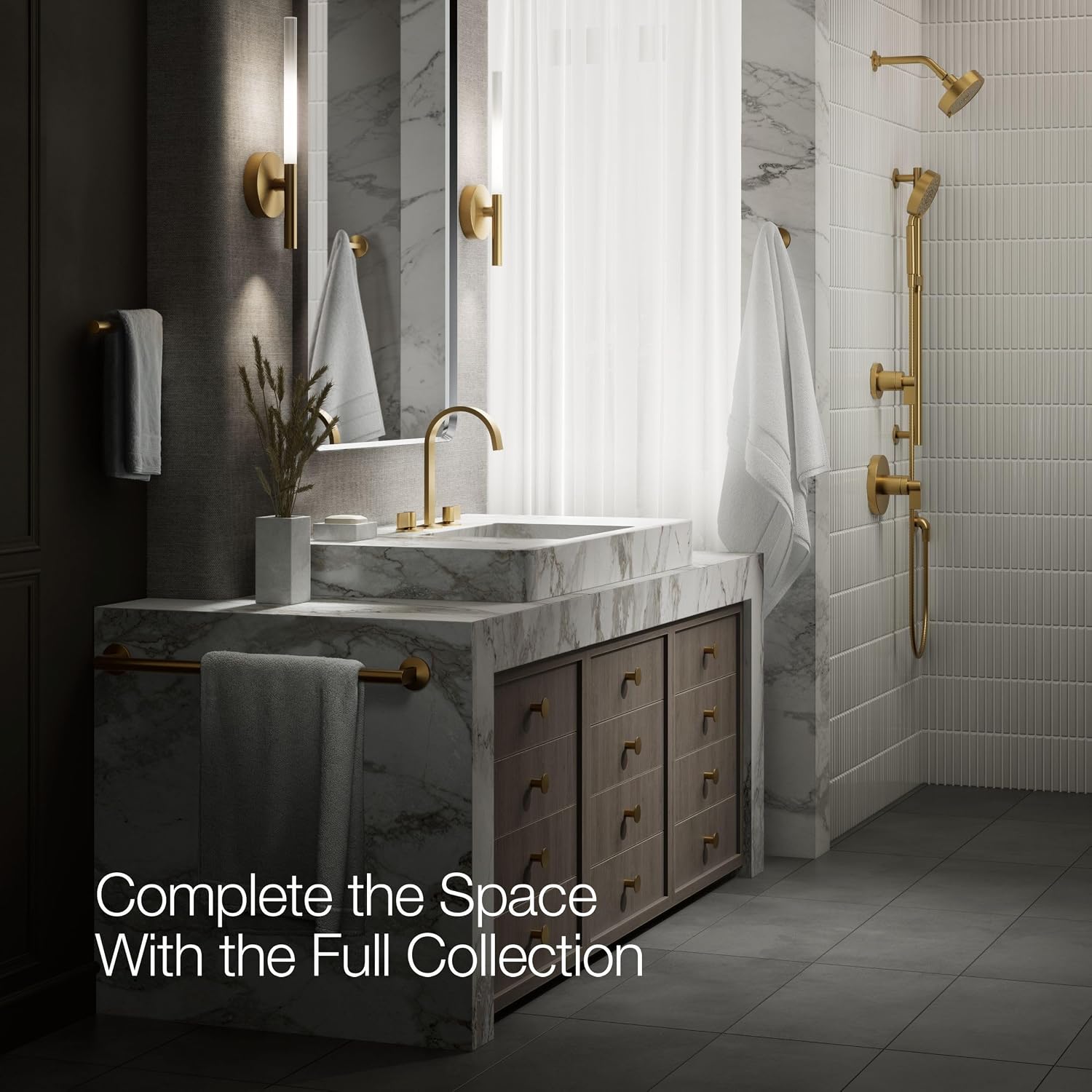 Kohler 77968-2MB Components® Bathroom Sink Faucet spout with Ribbon Design, 1.2 gpm, Vibrant Brushed Moderne Brass