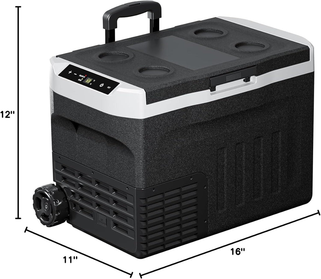 12 Volt Car Refrigerator, 43QT(10L) -4°F~68°F, Dual Power 12/24V DC & 110-240V AC Electric Fridge, Battery Powered Cooler, Portable Freezer for Camping, Travel, RV, Truck, Boat & Home Use