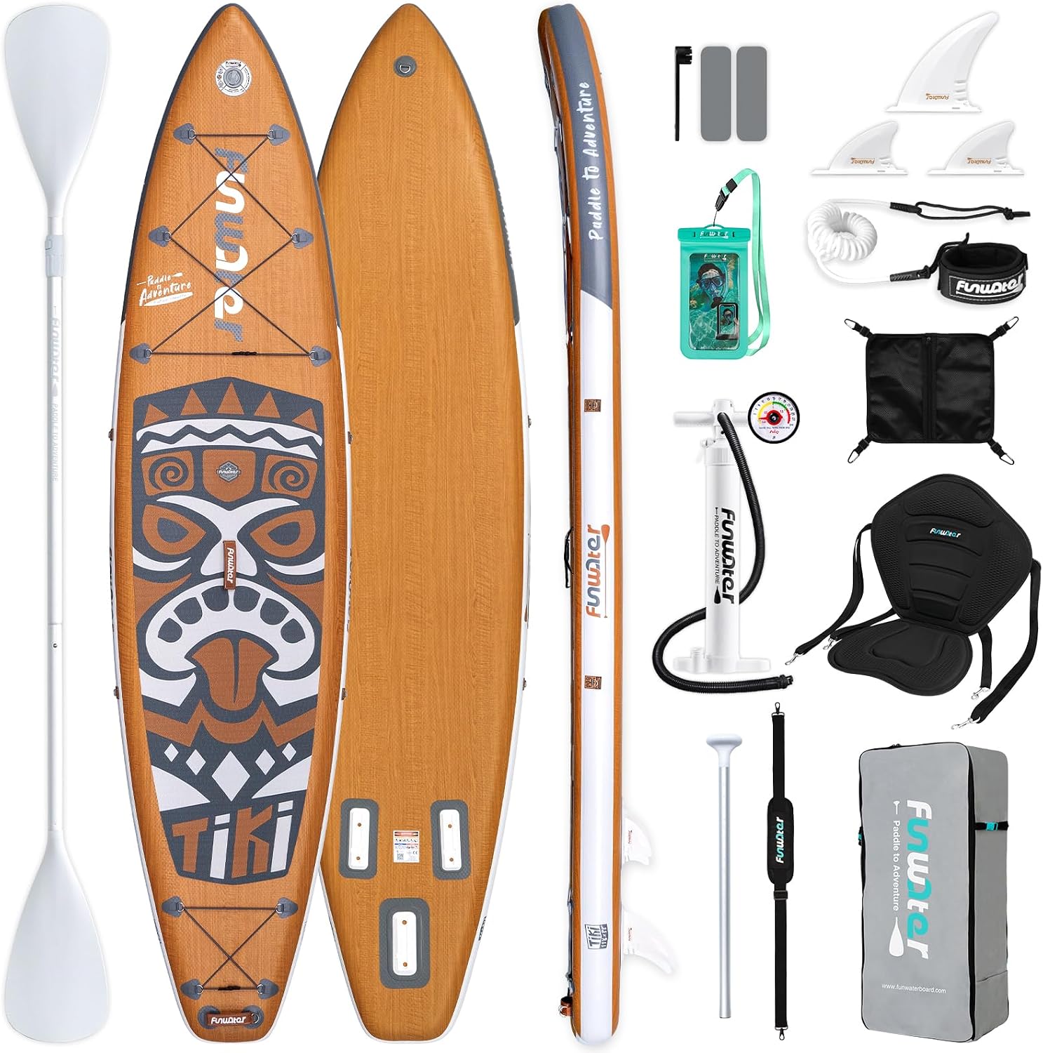 FunWater 8'/10'/10'6'/11'6' Inflatable Stand Up Paddle Board with Premium SUP Paddleboard Accessories, Wide Stable Anti-Slip EVA Deck,Paddle Boards for Adults & Youth of All Skill Levels