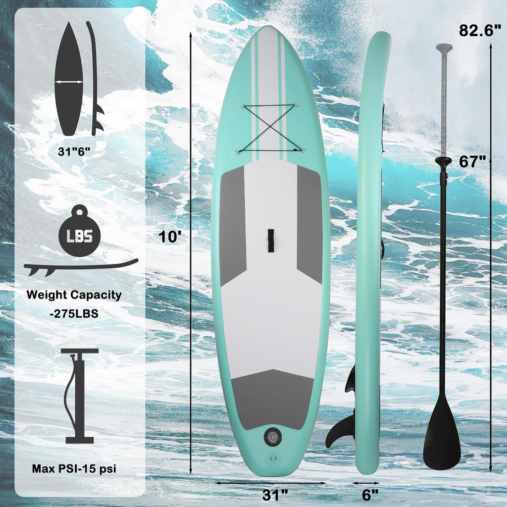 Inflatable Paddle Boards with Non-Slip Deck, Ultra-Light Stand Up Paddle Board Surf Board with Accessories & Carry Bag, Wide Stable Design for Adults and Youth