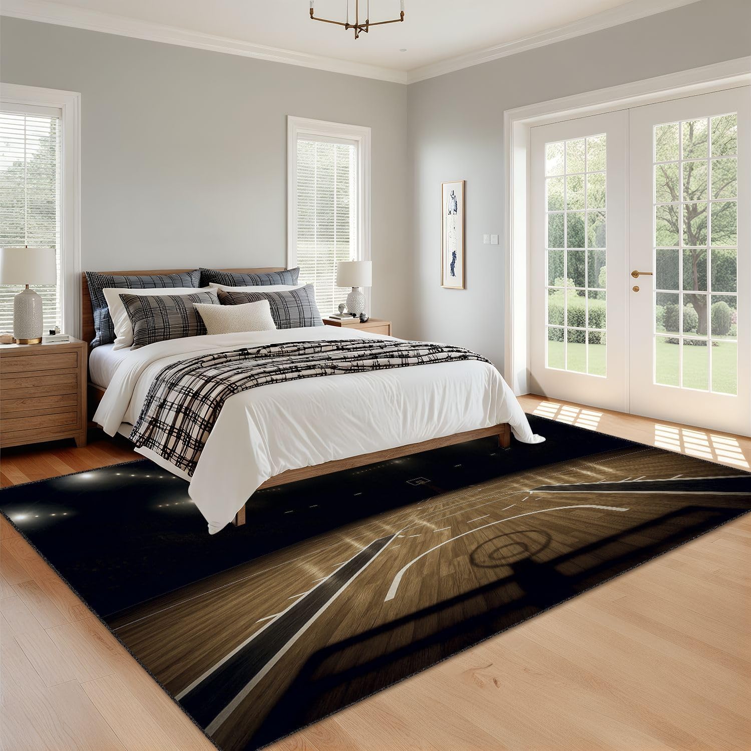 8x10 Area Rugs for Bedroom Boho Washable Rug for Living Room Basketball Carpet for Dining Room Soft Rubber Backed Non-Slip Carpets for Bedroom Office