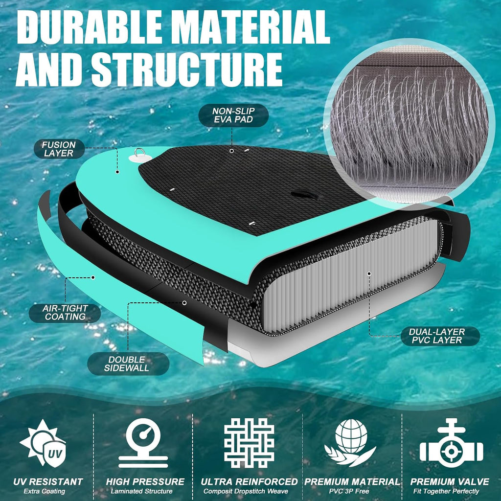 SUDOO Inflatable Stand Up Paddle Board 10'/ 10'6' SUP with 450LB Weight Capacity Adjustable Paddle Wide Stable Non Slip EVA Deck Complete Accessories for Adults Beginners Youth Outdoor Water Sports