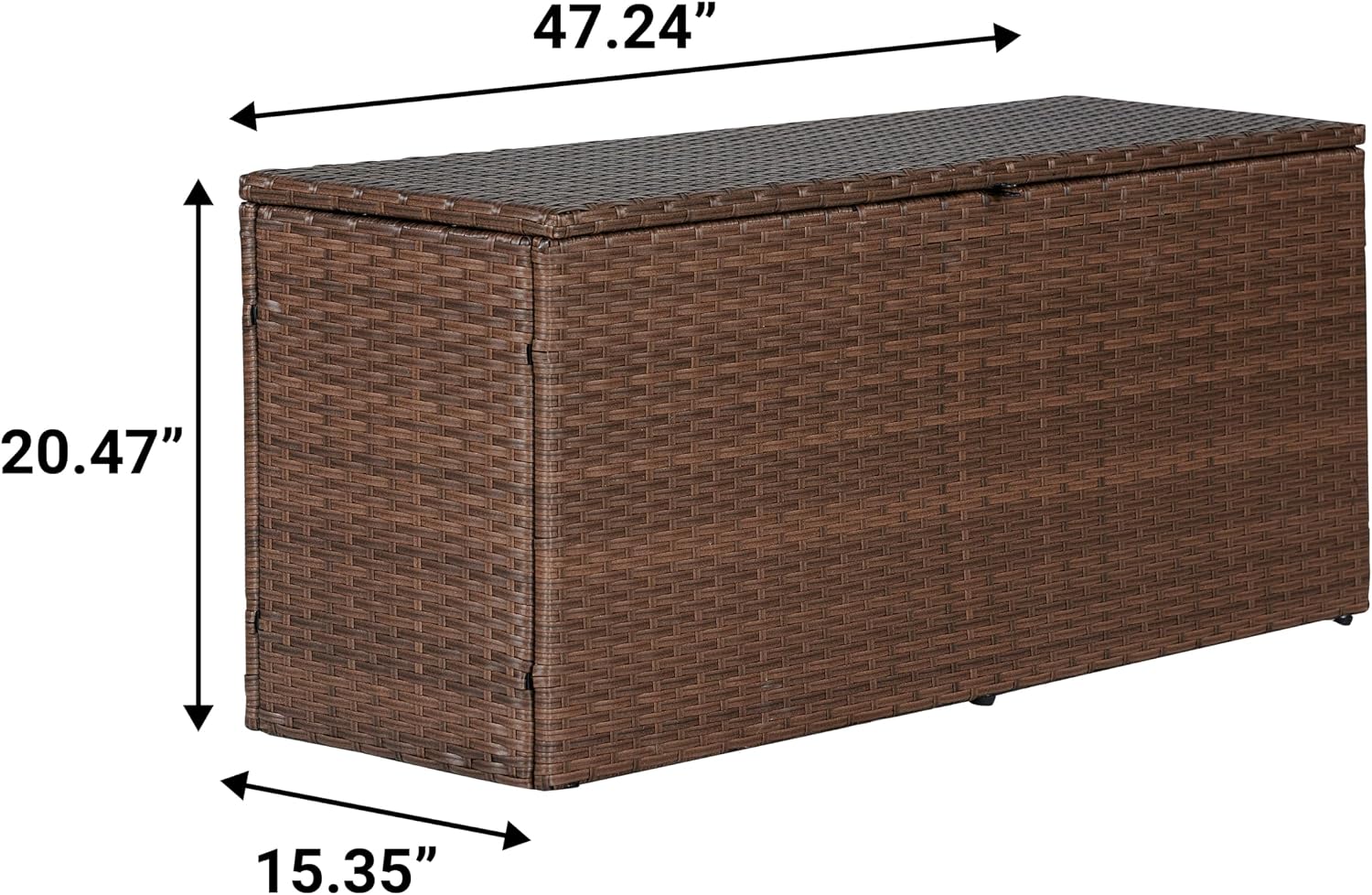 happimess TRK1001B Nino 47.24' Modern Minimalist Outdoor Faux Wicker Deck and Patio Storage Box, Brown, Soft-Close, for Package Delivery, Patio Furniture, Cushions, Gardening Tools, Pool Supplies