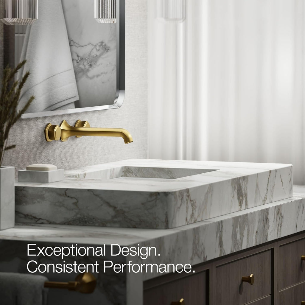 KOHLER T27013-9-2MB Occasion Wall-Mount Bathroom Sink Faucet Knob Handle Trim in Vibrant Brushed Moderne Brass
