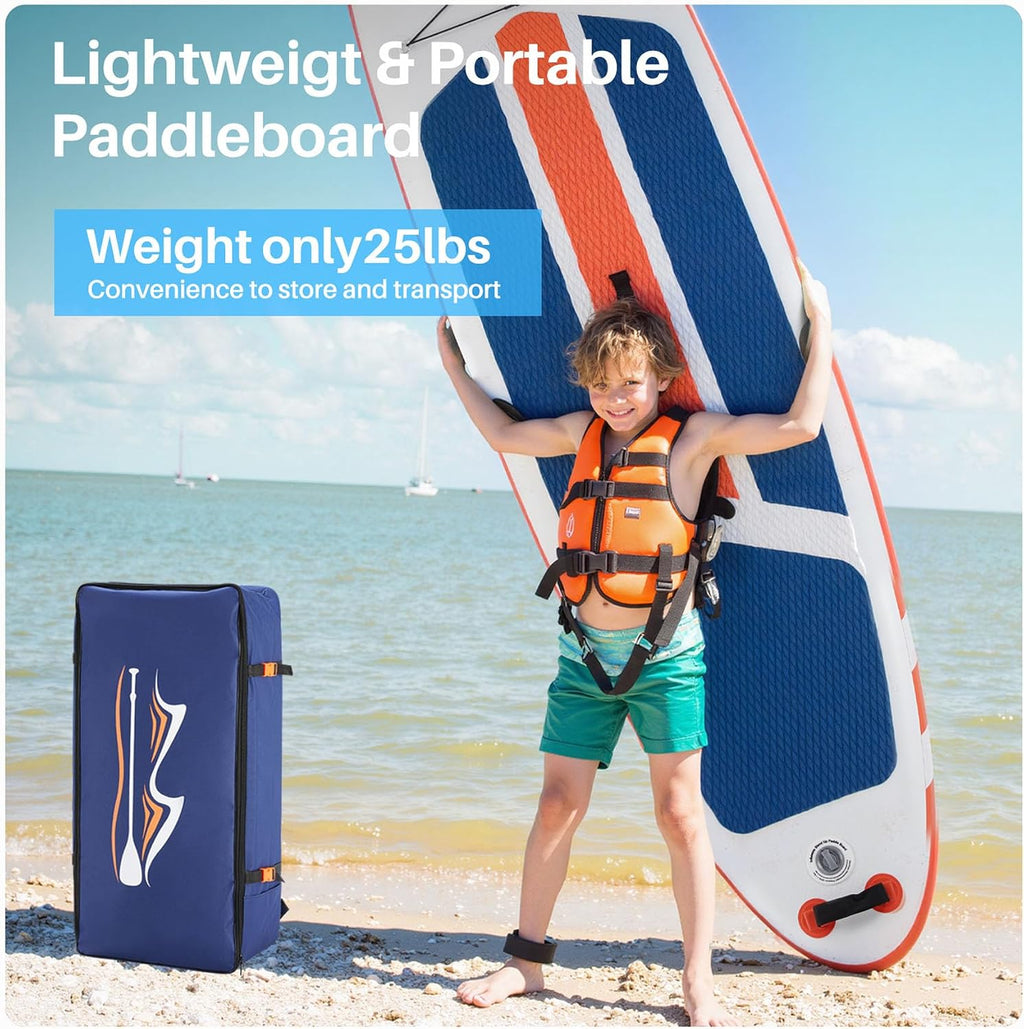 10'6x33'' Extra Wide Inflatable Paddle Board, 400lb Capacity Stand Up Paddle Board for Adults, Stable Inflatable Sup Yoga Board, All Skill Levels, 2Pcs Paddle & Carry Bag, 1 Repair Kit