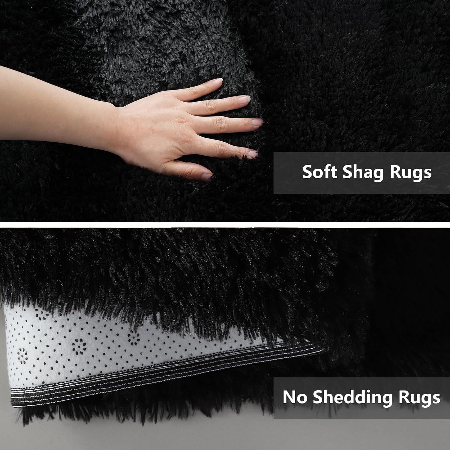 10X14 Large Shag Area Rugs for Living Room Bedroom,Big Soft Black Fluffy Rug for Bedroom Dorm,Indoor Carpet Plush Rugs for Living Room Home Decor,Black