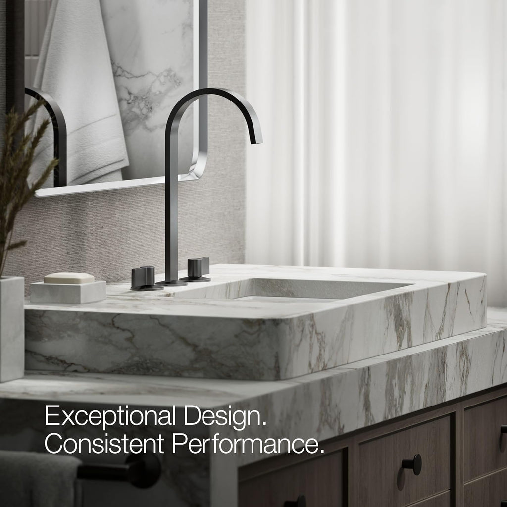 Kohler 77966-BL Components® Bathroom Sink Faucet spout with Ribbon Design, 1.2 gpm, Matte Black