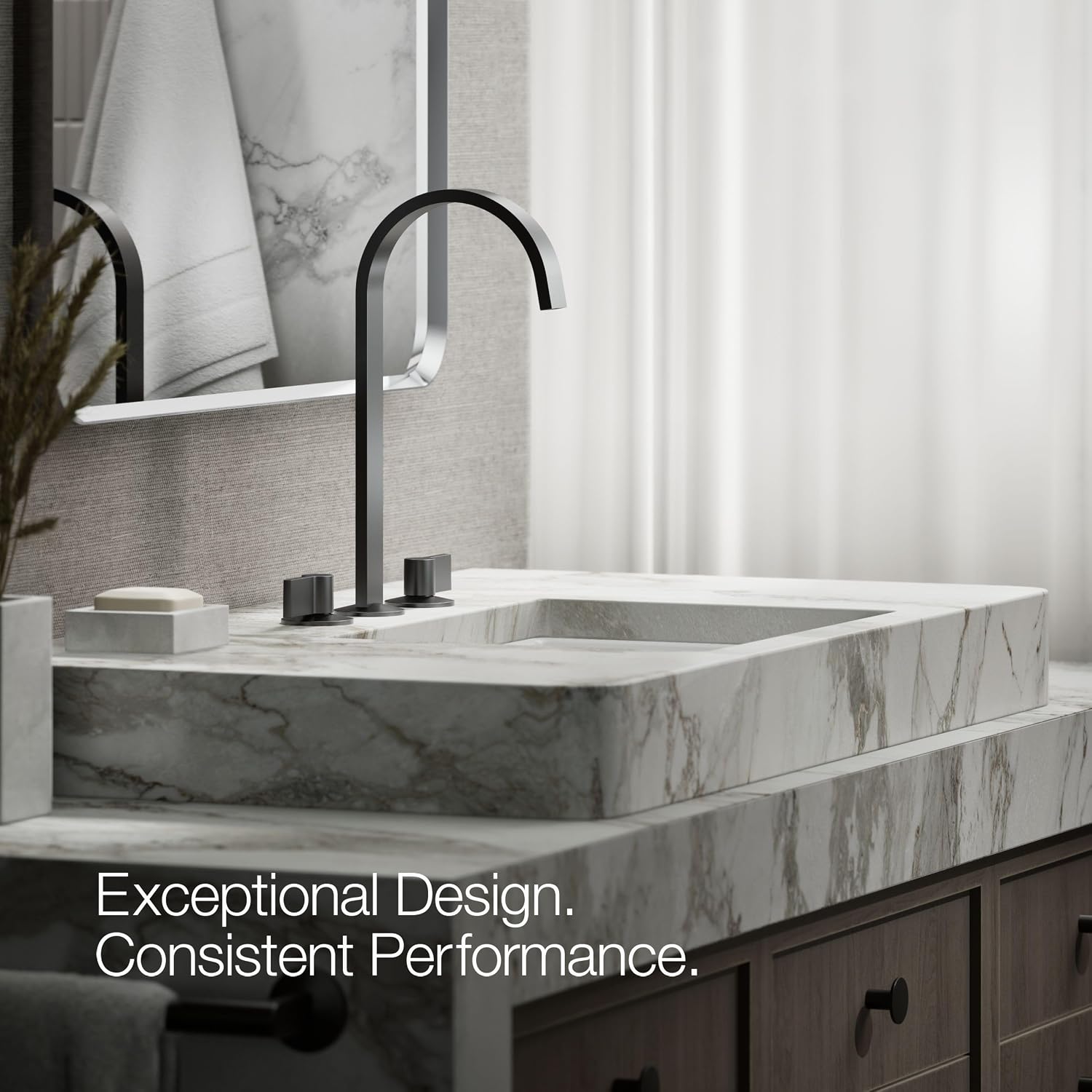 Kohler 77966-BL Components® Bathroom Sink Faucet spout with Ribbon Design, 1.2 gpm, Matte Black