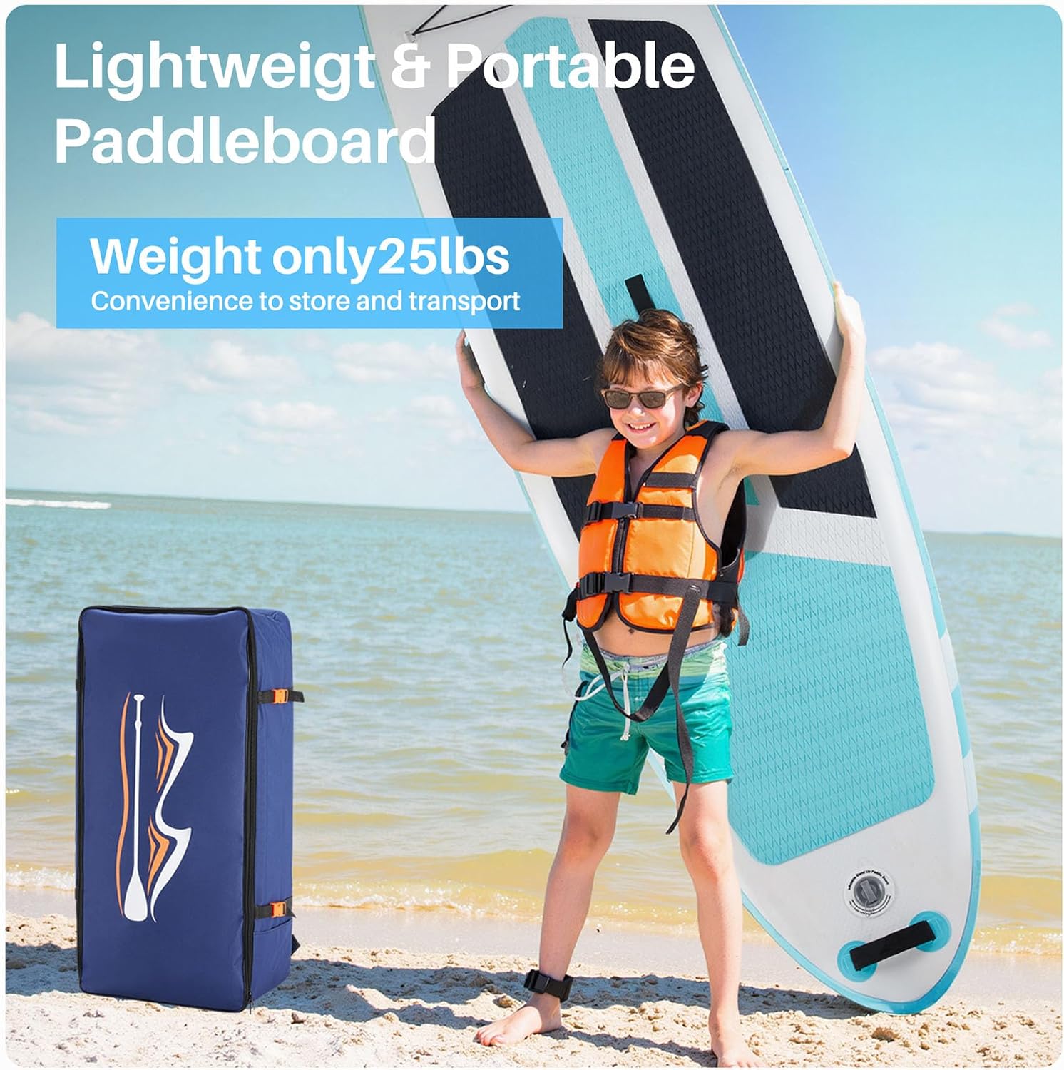10'6x33'' Extra Wide Inflatable Paddle Board, 400lb Capacity Stand Up Paddle Board for Adults, Stable Inflatable Sup Yoga Board, All Skill Levels, 2Pcs Paddle & Carry Bag, 1 Repair Kit