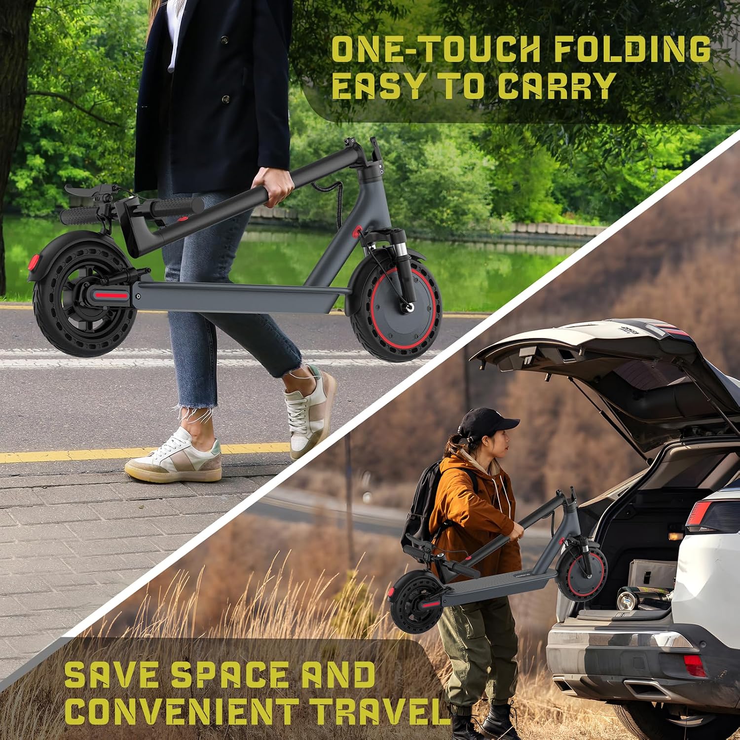 Qlaway 8.5' E Scooter for Adults 19/22 MPH 350/500W Motor 187.2/288.6/441WH Battery, Motorized Scooter Up to 22 Miles Range, Foldable Bearing 265 LBS/APP Control