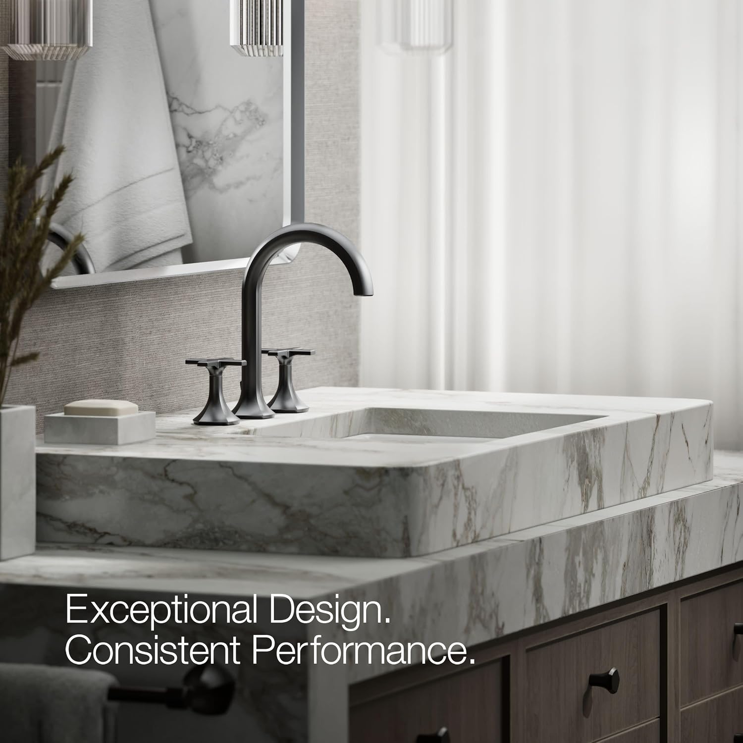 Kohler 27010-3-BL OCCASION™ Cross bathroom sink faucet handles, Matte Black