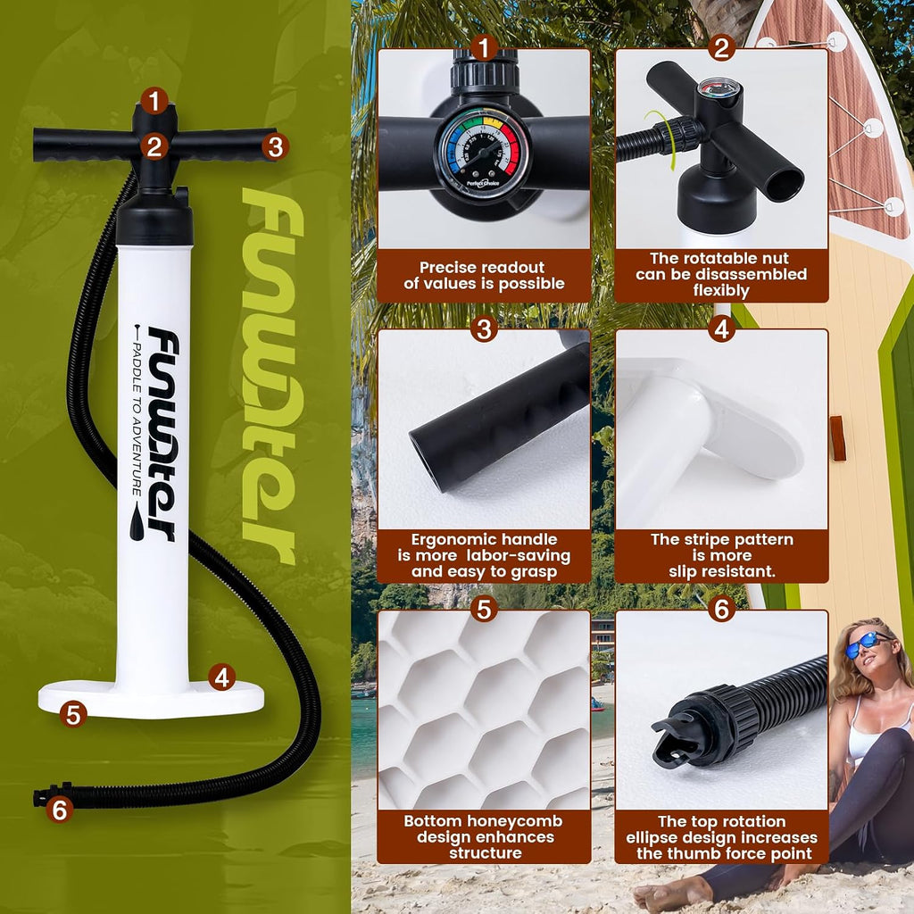 FunWater 11'/10'6' Inflatable Stand Up Paddle Board with Premium SUP Paddleboard Accessories, Wide Stable Anti-Slip EVA Deck,Paddle Boards for Adults & Youth of All Skill Levels