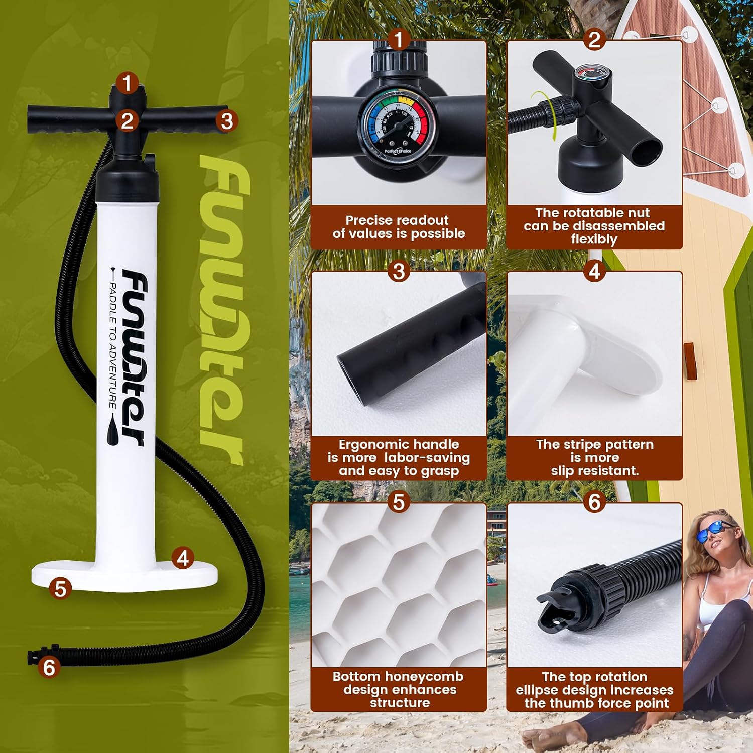 FunWater 11'/10'6' Inflatable Stand Up Paddle Board with Premium SUP Paddleboard Accessories, Wide Stable Anti-Slip EVA Deck,Paddle Boards for Adults & Youth of All Skill Levels