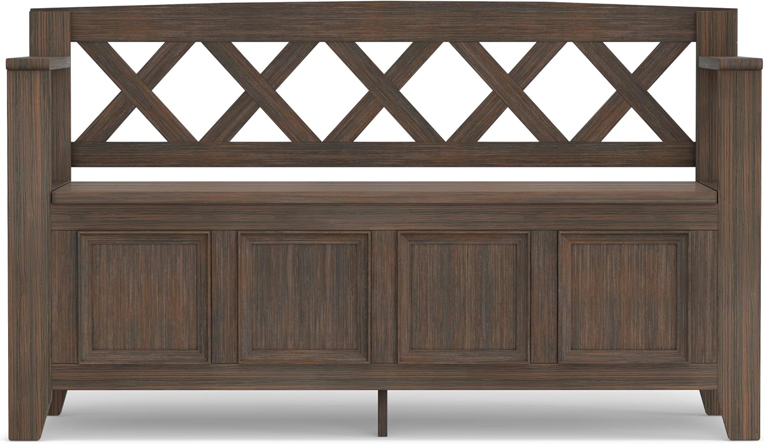 SIMPLIHOME Amherst Entryway Storage Bench - 48 inch Wide Solid Wood Hallway Seat in Farmhouse Brown, Transitional Bench for Entryway or Living Room with Lift-Up Lid and Spacious Storage