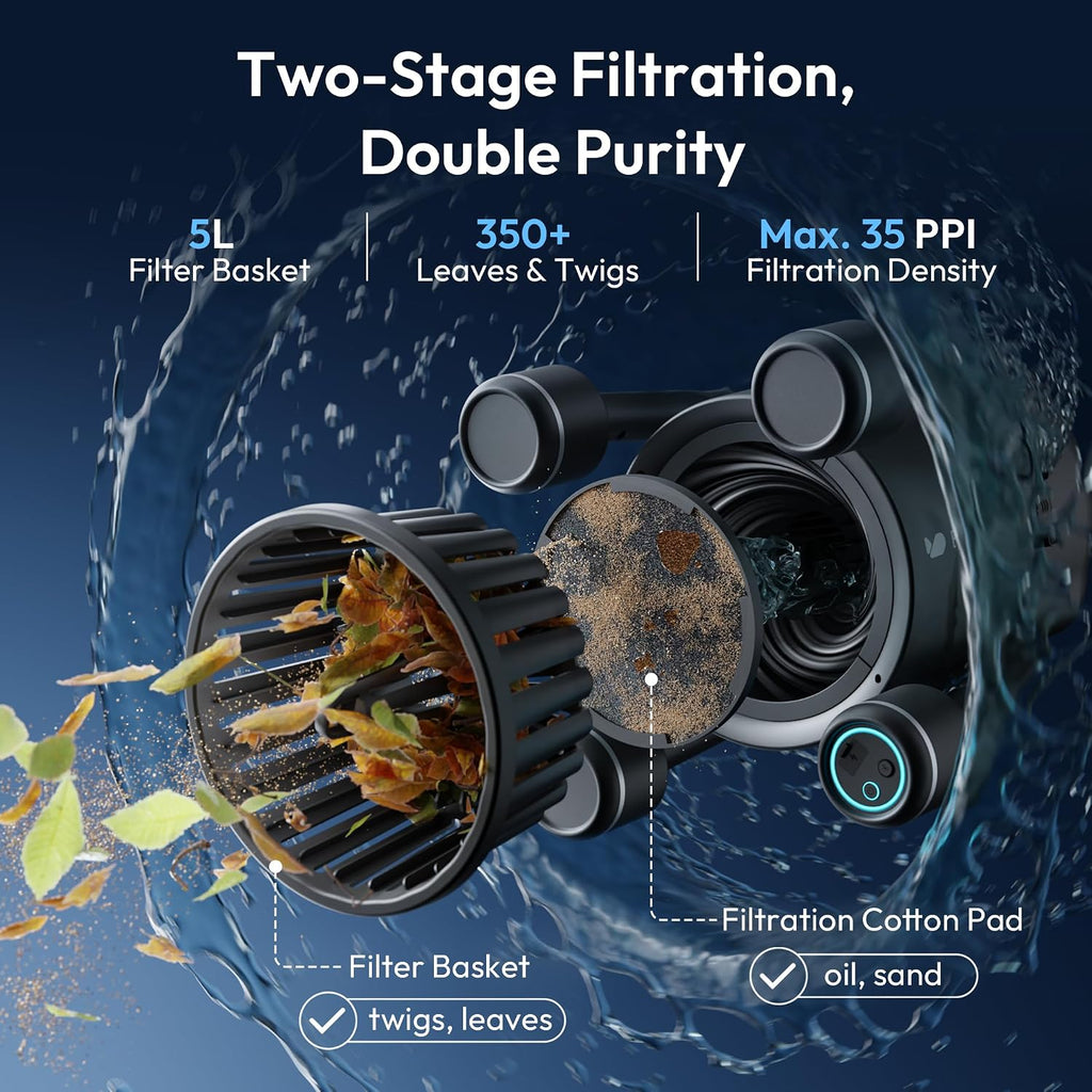 (2026 Upgrade) BUBLUE F10 Pool Surface Skimmer Robot, Pool Cleaner with App Control,Powerful Suction,5L Filter, Dual Cleaning Modes, AI Navigation,Ideal for In-Ground & Above-Ground Pools,Space Gray