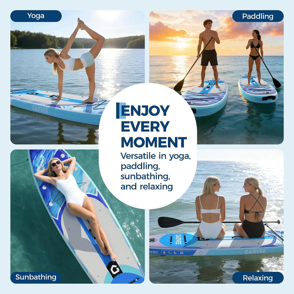 GarveeLife Inflatable Paddle Board,10.6/11FT Inflatable Stand Up Paddle Board with Premium SUP Paddleboard Accessories, Wide Stable Design, Non-Slip Comfort Deck for All Skill Level