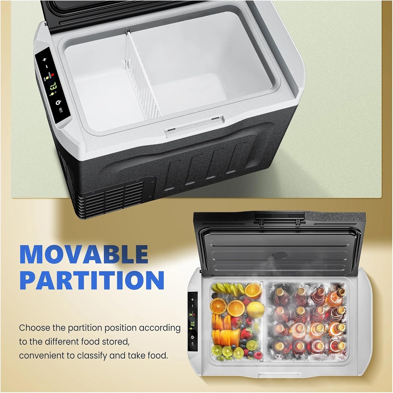Portable Refrigerator, 31QT(29L) 12V Cooler, Compressor Mini Fridge -4℉~68℉,12/24V DC 110~240 Volt AC For RV/Campin