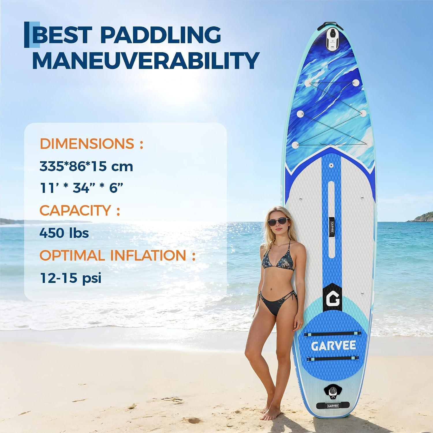 GarveeLife Inflatable Paddle Board,10.6/11FT Inflatable Stand Up Paddle Board with Premium SUP Paddleboard Accessories, Wide Stable Design, Non-Slip Comfort Deck for All Skill Level