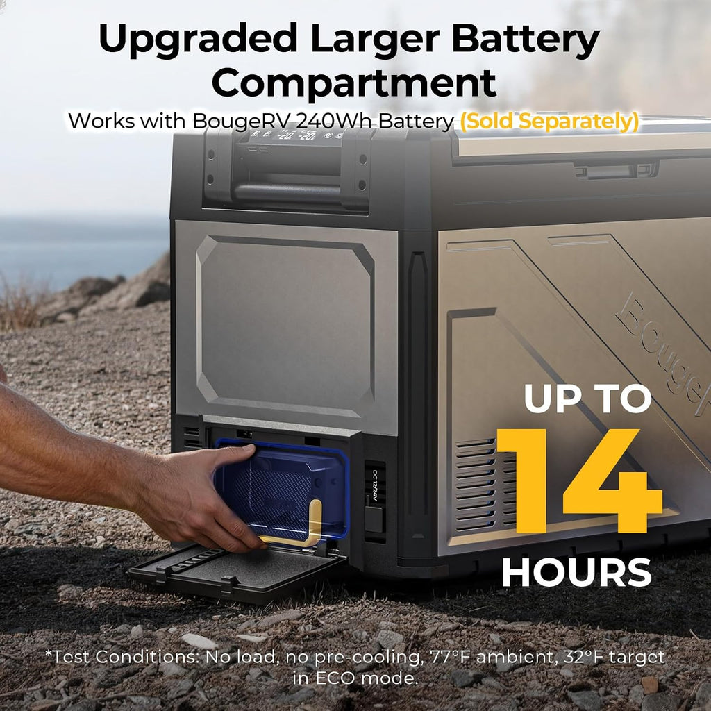 BougeRV 12 Volt Portable Refrigerator, 69 Quart Dual Zone Car Fridge Freezer with APP Control, Compressor Cooler 12/24V DC, 110~240V AC for Overlanding, Camping, Travel, RV(2026 New Model: Rocky V3.0)