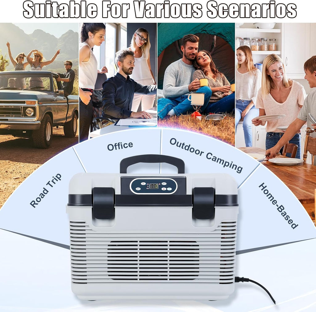 Car Fridge Portable 12V Refrigerator 20 Quart (19 Liter) 12 Volt Freezer Compressor Cooler 12V/24V DC 110～220 V AC for Truck Van RV Camper SUV and Home Use -9℃~+65℃