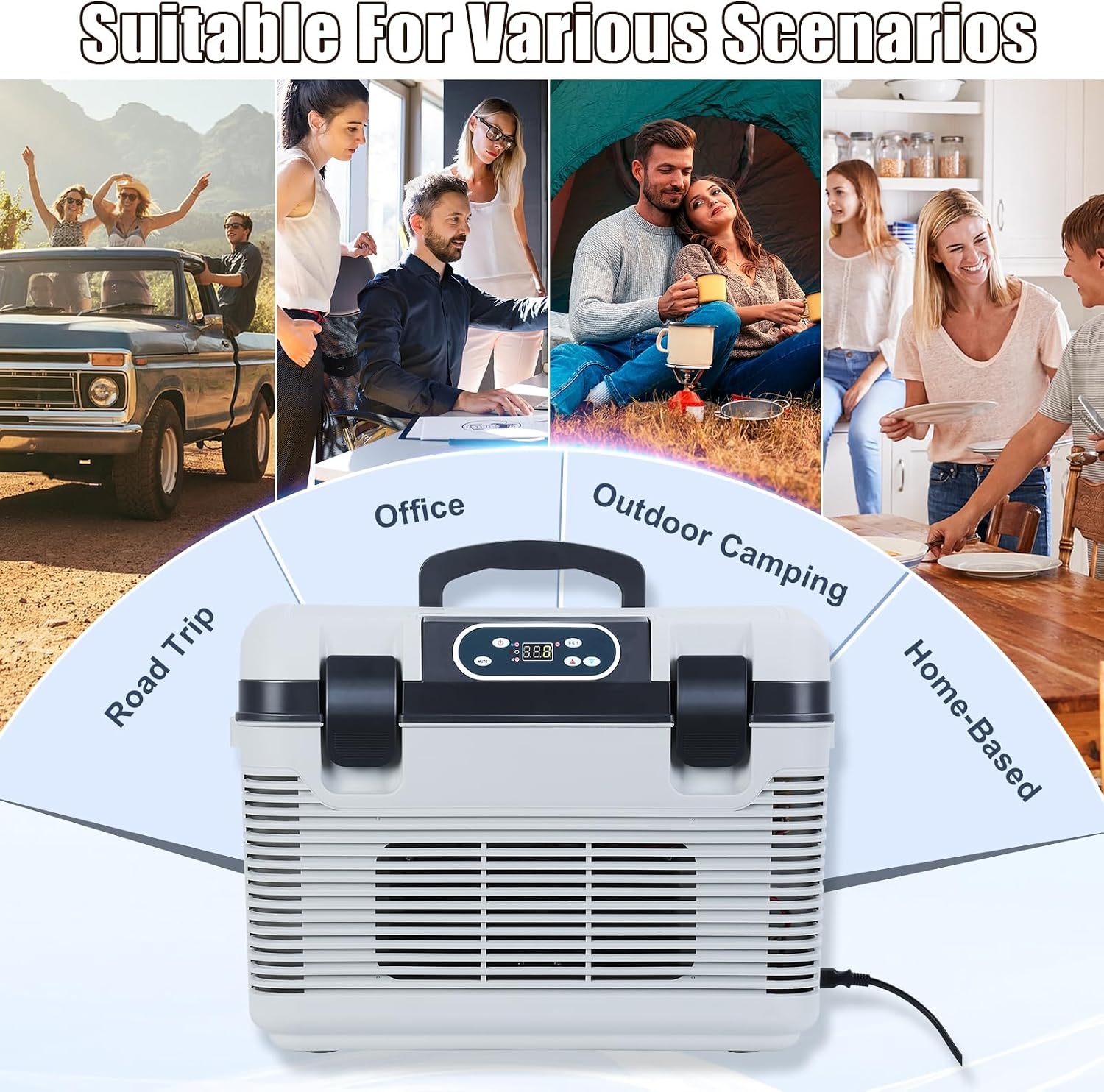 Car Fridge Portable 12V Refrigerator 20 Quart (19 Liter) 12 Volt Freezer Compressor Cooler 12V/24V DC 110～220 V AC for Truck Van RV Camper SUV and Home Use -9℃~+65℃