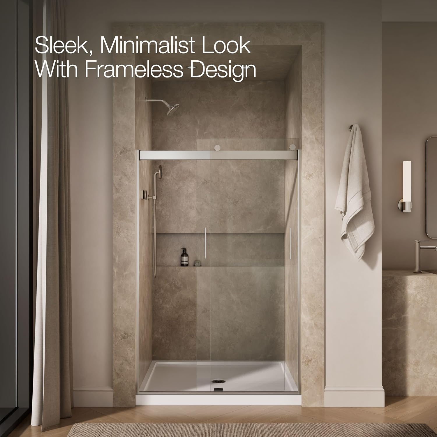 KOHLER K-706008-L-MX Levity Bypass Shower Door with Handle and 1/4-Inch Crystal Clear Glass in Matte Nickel