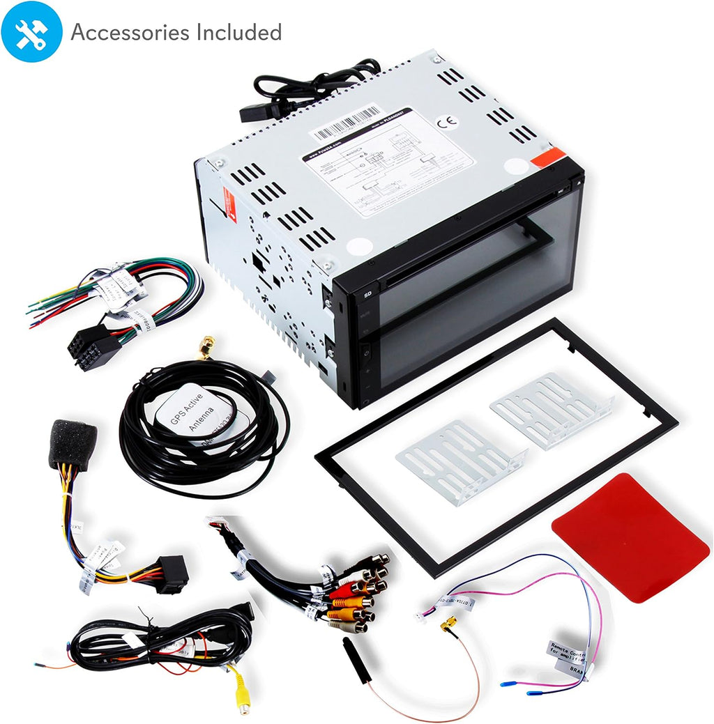 Pyle Car Stereo Receiver System - Hi-Res 6.8' Digital Display, Double DIN Android Touch Screen Monitor with Backup Cam, USB, Bluetooth & GPS Navigation, CD DVD Player, MP3, AM FM Radio with Remote
