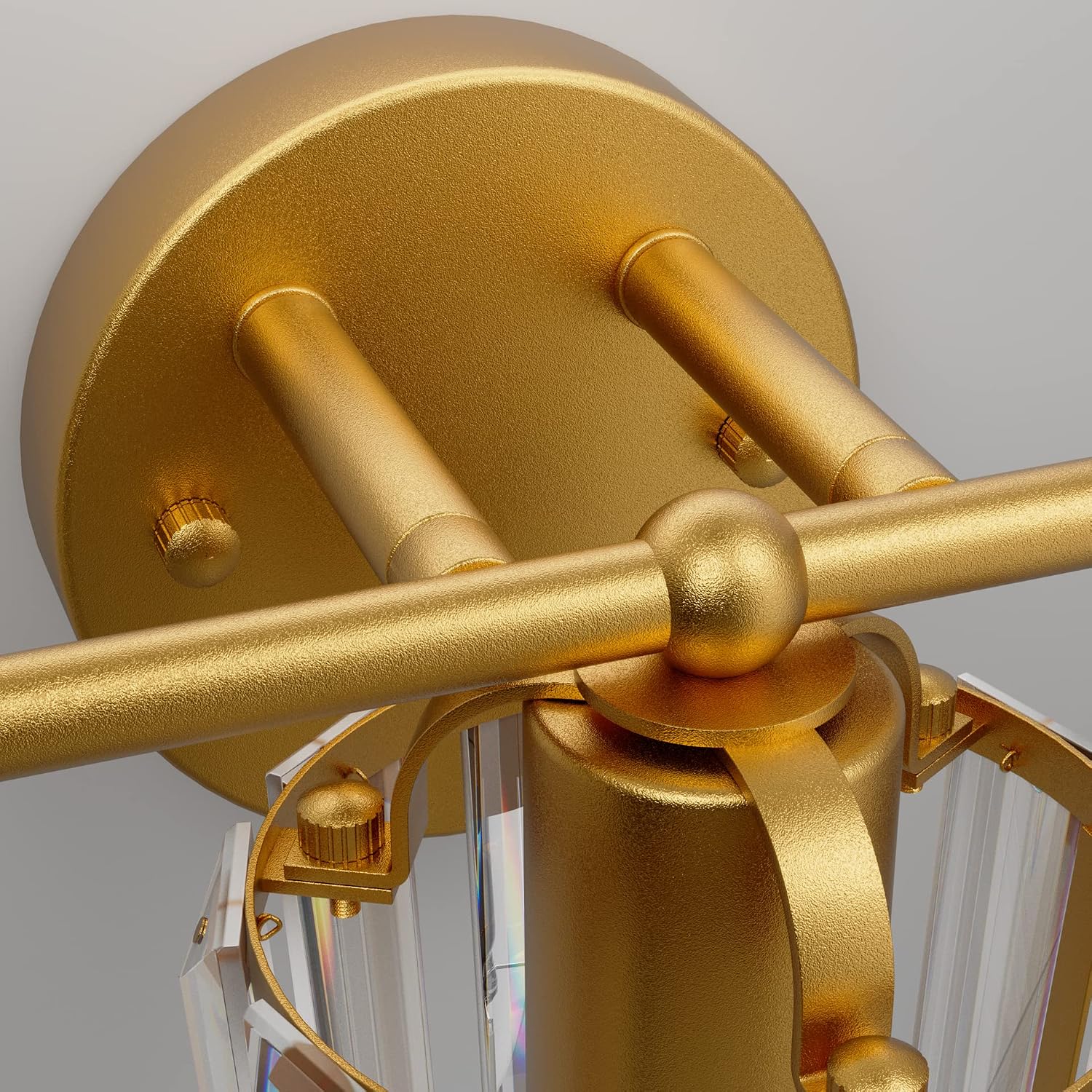 Aipsun Crystal Vanity Lighting Fixtures 3 Light Bathroom Vanity Light Gold Light Fixtures Over Mirror (Exclude Bulb)