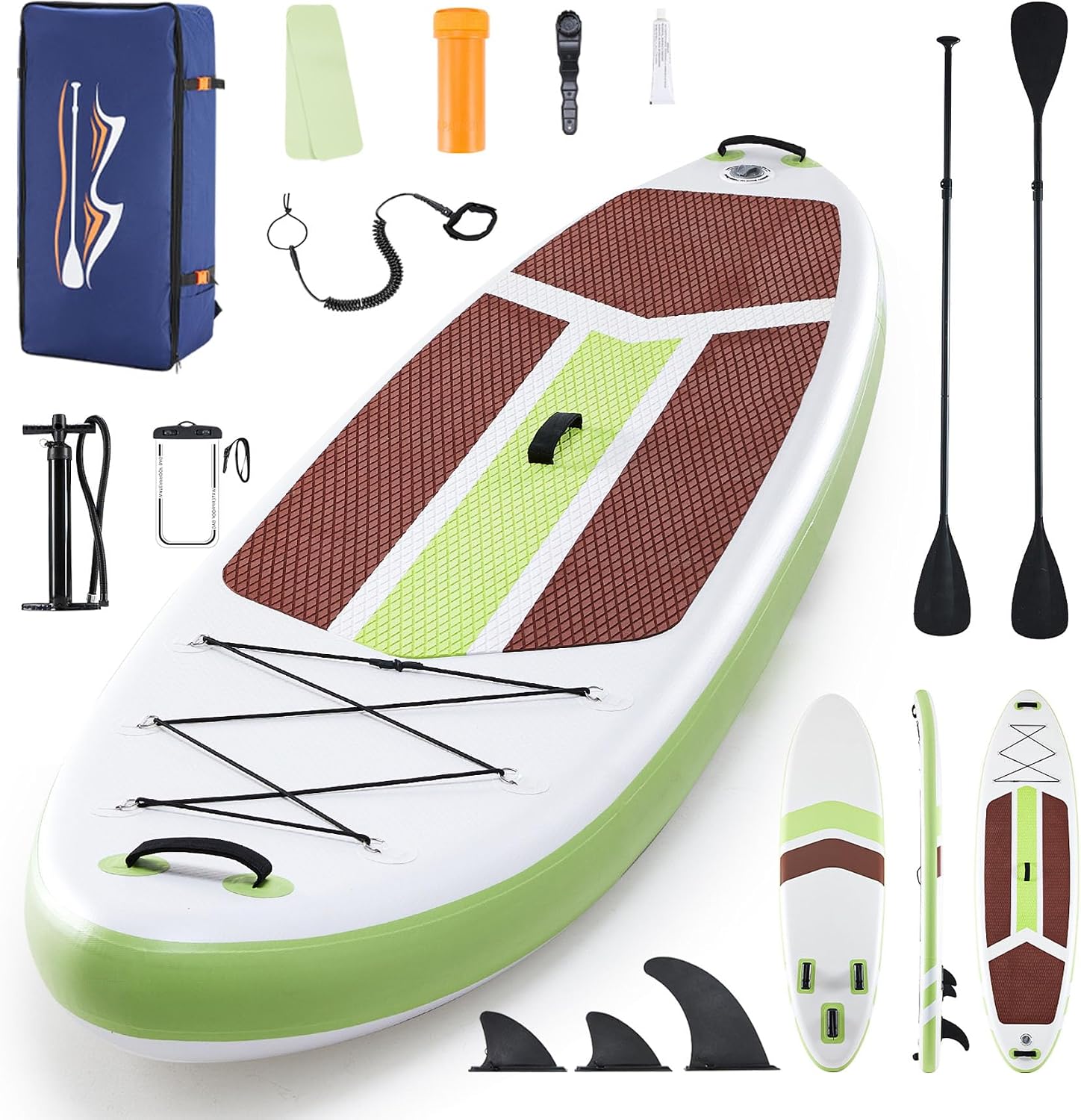 10'6x33'' Extra Wide Inflatable Paddle Board, 400lb Capacity Stand Up Paddle Board for Adults, Stable Inflatable Sup Yoga Board, All Skill Levels, 2Pcs Paddle & Carry Bag, 1 Repair Kit