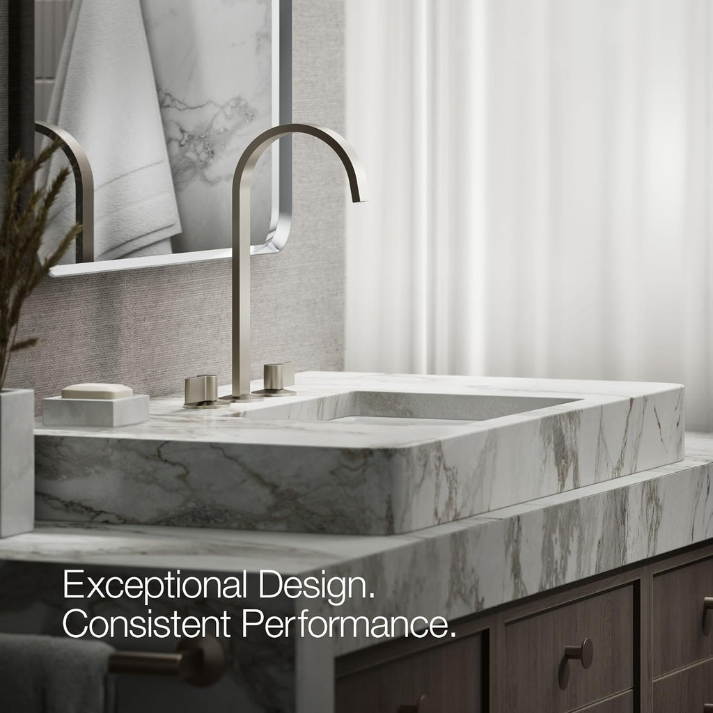 Kohler 77966-BN Components® Bathroom Sink Faucet spout with Ribbon Design, 1.2 gpm, Vibrant Brushed Nickel
